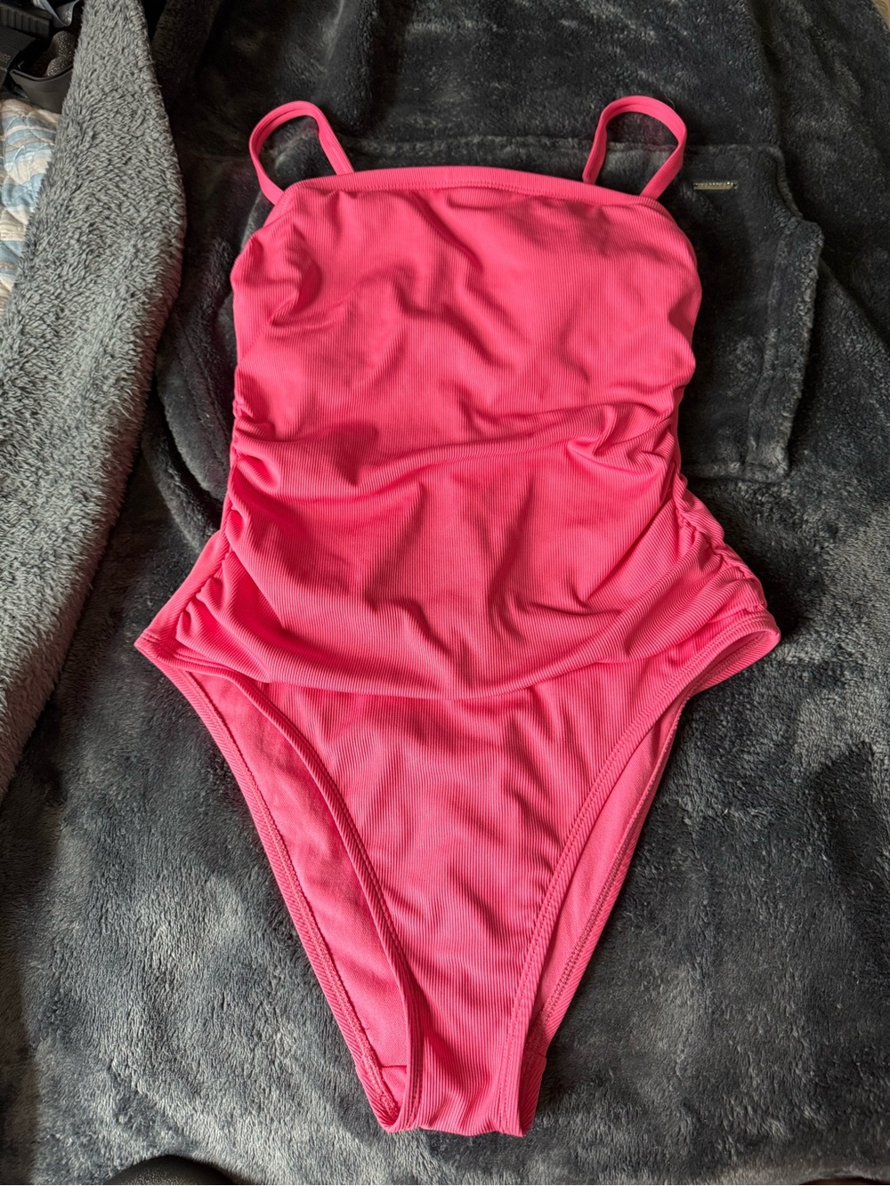 Pink Ribbed One-Piece Swimsuit